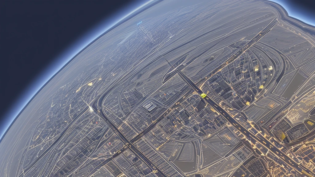 Straight road running from right to left through the center of city, game concept, game map, pixel, pixel art, (straight road:1.2), paved road, night, detailed, horizontal, bird's eye view, modern city, front projection