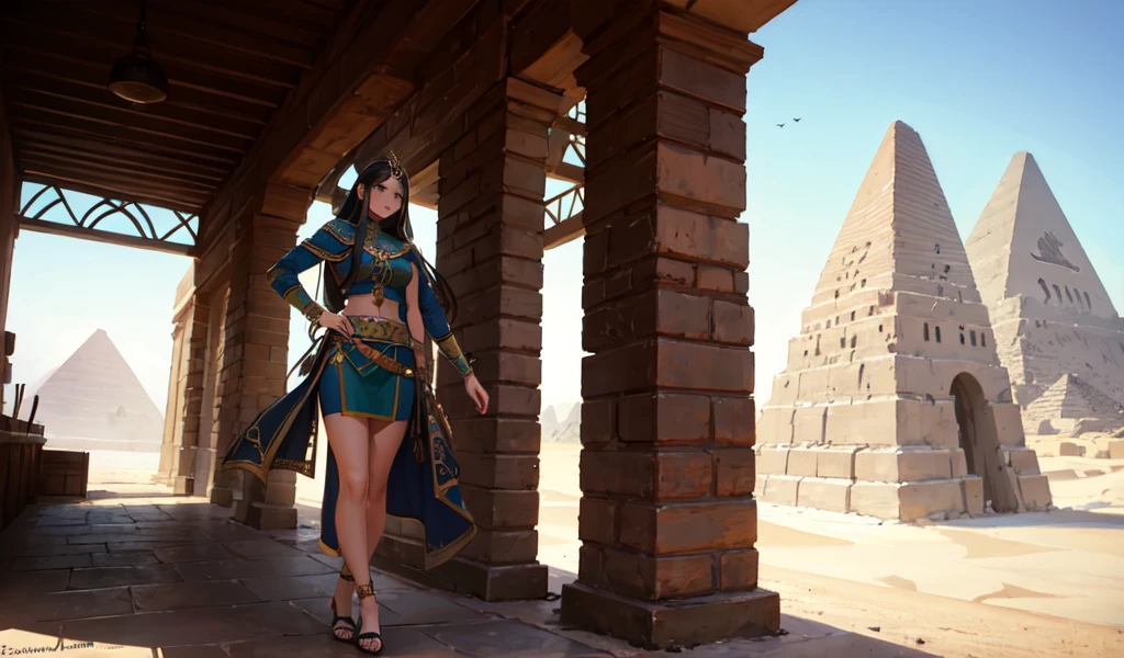 ((Highest quality)), ((masterpiece)), (detailed), 1 female thief, celtic costume,Egypt,desert,Remains,