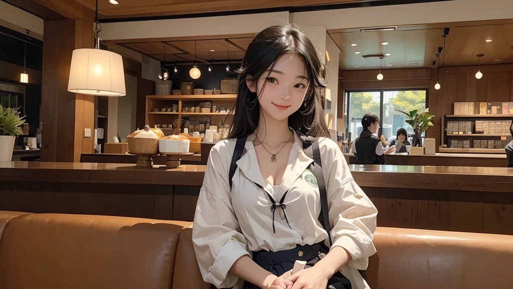 8K、RAW Photos、Highest quality、Super detailed、Super Resolution、Ultra HD、8K壁紙、Amazing details
(((Inside the Starbucks store、16 year old high school girl in sailor suit)))、((Eat cake、Drink coffee、smile))、Heart Necklace
((Emphasize cleavage))
(Full body photo)
Modern and sleek design:Many of the interior designs are warm and made using wood and metal.、We value natural materials。
Large windows:自然光を取り入れるためのLarge windowsがあり、Creating a bright and open space。
Green Interior:Potted plants are effectively placed、We create a relaxing space。
artwork:Artworks by local artists、Starbucks themed art on display。
Cozy seating:Cushioned chairs and sofas、indivual々A variety of seating options are available to suit your needs.。
Open kitchen area:Being able to see how drinks and food are made、Give your customers peace of mind and transparency。
Unique lighting:Antique lamps and chandeliers、Modern lighting fixtures are used、Enhances the atmosphere in the store。
Comfortable background music:Relaxing music playing、We offer a comfortable space。