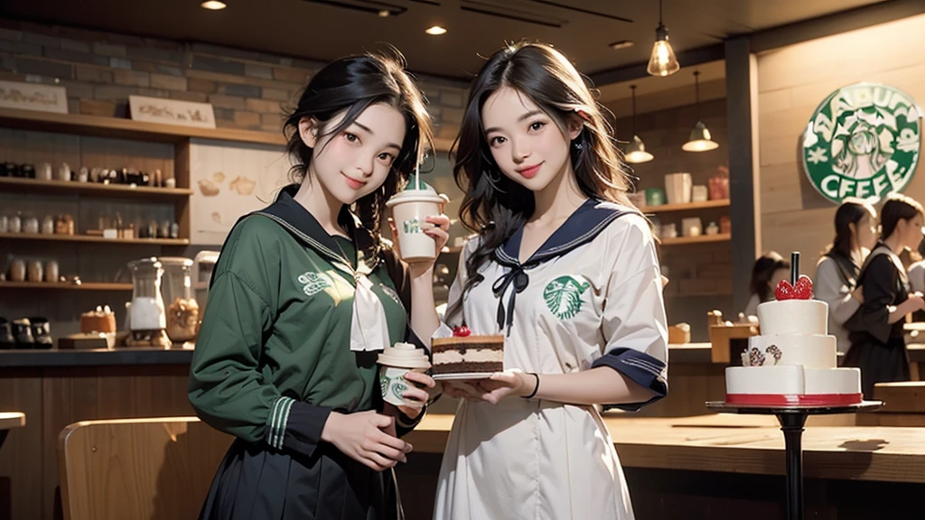8K、RAW Photos、Highest quality、Super detailed、Super Resolution、Ultra HD、8K壁紙、Amazing details
((((((Inside the Starbucks store、16 year old high school girl in sailor suit))))))、((((((Eat cake、Drink coffee、smile))))))、((Heart Necklace))
((Emphasize cleavage))
Modern and sleek design:Many of the interior designs are warm and made using wood and metal.、We value natural materials。
Large windows:自然光を取り入れるためのLarge windowsがあり、Creating a bright and open space。
Green Interior:Potted plants are effectively placed、We create a relaxing space。
artwork:Artworks by local artists、Starbucks themed art on display。
Cozy seating:Cushioned chairs and sofas、indivual々A variety of seating options are available to suit your needs.。
Open kitchen area:Being able to see how drinks and food are made、Give your customers peace of mind and transparency。
Unique lighting:Antique lamps and chandeliers、Modern lighting fixtures are used、Enhances the atmosphere in the store。
Comfortable background music:Relaxing music playing、We offer a comfortable space。