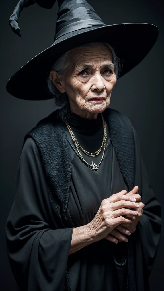 witch　grandmother　ugly　scared　Dark background