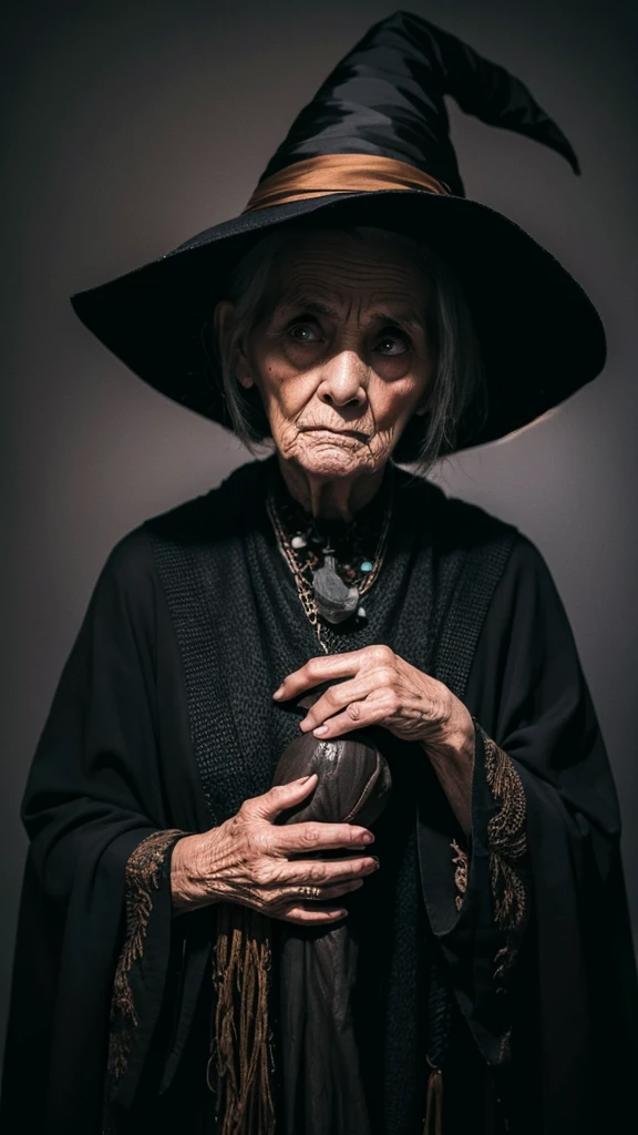 witch　grandmother　ugly　scared　Dark background