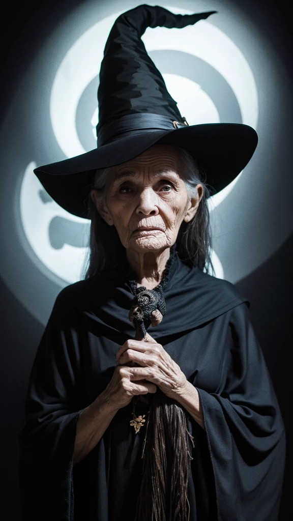 witch　grandmother　ugly　scared　Dark background