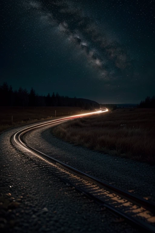 fund: A dark and enigmatic background, perhaps a starry night sky with shades of dark blue and black, conveying mystery and intensity.
Core Elements: In the center of the cover, a detailed illustration of a night road stretching to the horizon, with lights from speeding cars in blurred motion, suggesting splits and action.
Additional Features: Ao longo da estrada, incorporate subtle details of floral elements, SOM rosas vermelhas escuras ou tulipas, symbolizing both the beauty and the traumas of the main characters.
Title: The title of the book, "Shadows on the Tracks", in elegant and intricate letters, with a shadow or glow effect to make it stand out against the dark background.
fine-details: Below the title, an intriguing quote or phrase that encapsulates the theme of the novel, SOM "Between speed and darkness, secrets are revealed and hearts are broken."