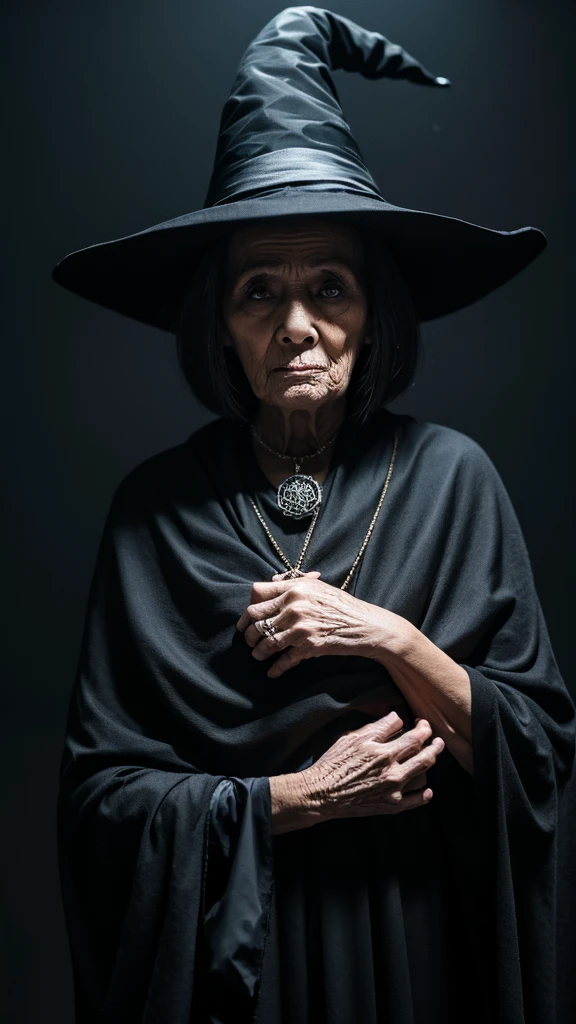 witch　grandmother　ugly　scared　Dark background