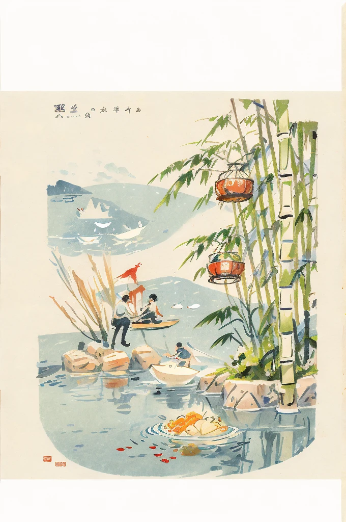 Chinese food, pork buns, served in a bamboo steamer filled with plenty of water.