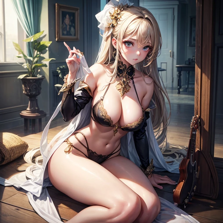 Make a woman with many breasts beautiful and aesthetic, In little clothes