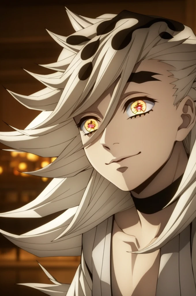 Douma, 0.8, (rainbow eyes::1), long blond silver hair, cinematic lighting, looking at the viewer, full body