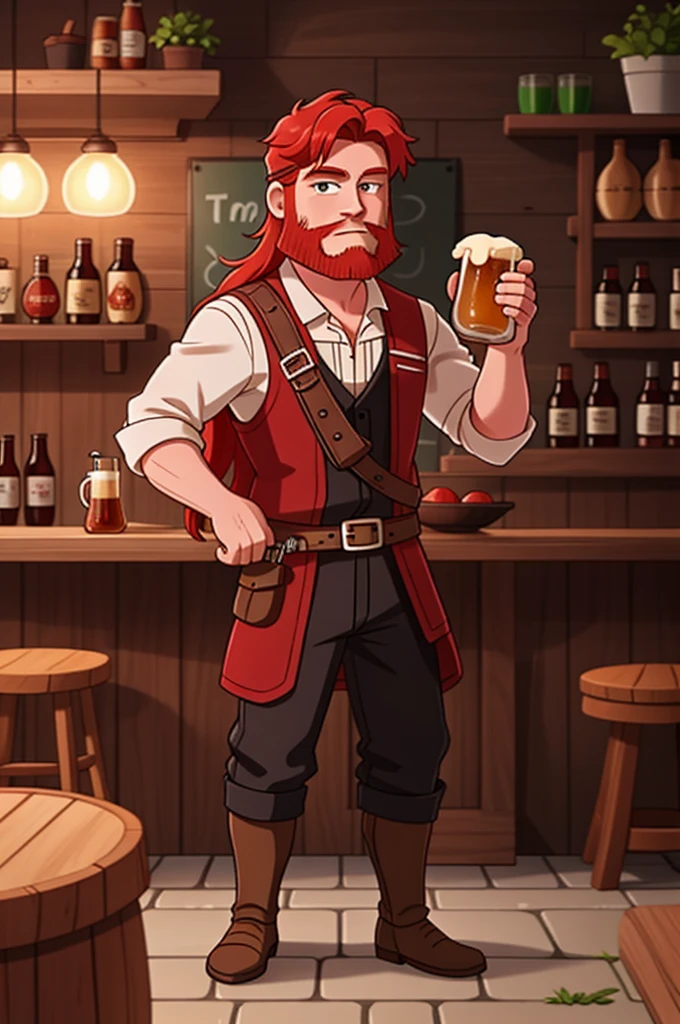 Ingólfr Einarr is a handsome, red-haired Viking who holds a wooden beer mug in his hand