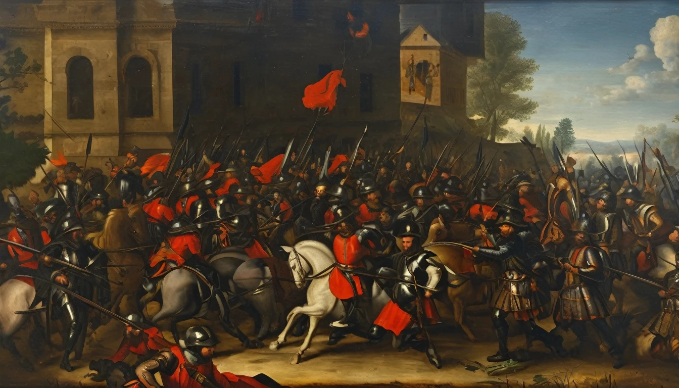 Oil painting, 16th century, European , civil war