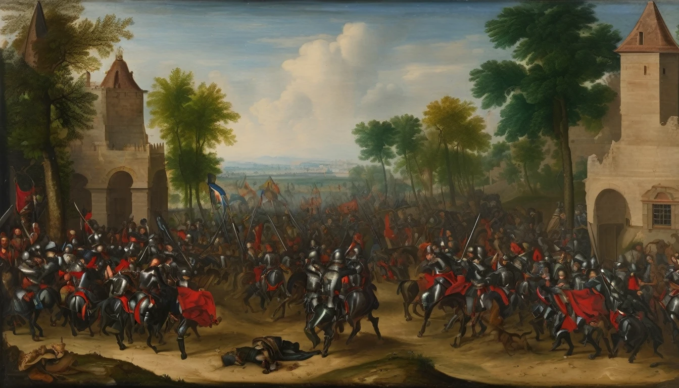 Oil painting, 16th century, European , civil war