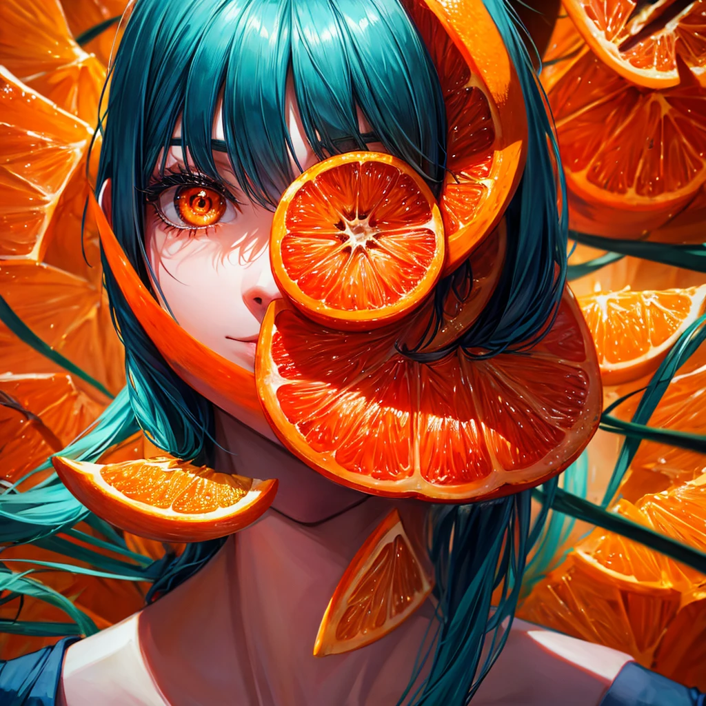 An orange with eyes and mouth of a person