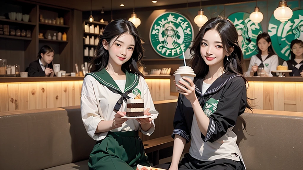8K、RAW Photos、Highest quality、Super detailed、Super Resolution、Ultra HD、8K壁紙、Amazing details
((((((Inside the Starbucks store、16 year old high school girl in sailor suit))))))、((((((Eat cake、Drink coffee、smile))))))、((Heart Necklace))
((Emphasize cleavage))
Modern and sleek design:Many of the interior designs are warm and made using wood and metal.、We value natural materials。
Large windows:自然光を取り入れるためのLarge windowsがあり、Creating a bright and open space。
Green Interior:Potted plants are effectively placed、We create a relaxing space。
artwork:Artworks by local artists、Starbucks themed art on display。
Cozy seating:Cushioned chairs and sofas、indivual々A variety of seating options are available to suit your needs.。
Open kitchen area:Being able to see how drinks and food are made、Give your customers peace of mind and transparency。
Unique lighting:Antique lamps and chandeliers、Modern lighting fixtures are used、Enhances the atmosphere in the store。
Comfortable background music:Relaxing music playing、We offer a comfortable space。