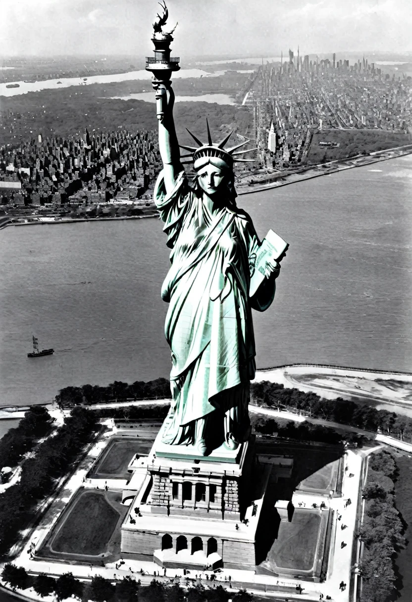 1884 - New York、Construction begins on the Statue of Liberty, sent from France。