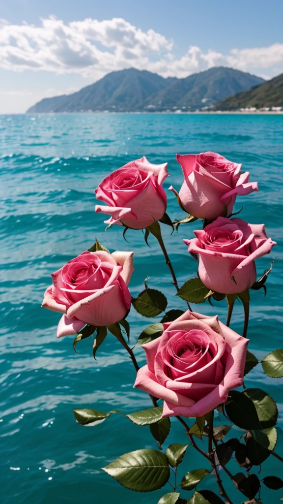 Pink Roses in ocean