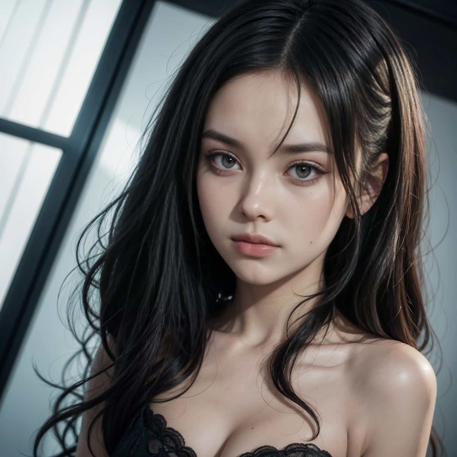 a close-up of a person with an evil expression on their face, tendência de octanagem na cgsociety, goth girl, very stylized character design, instagram art, sticker art, character is covered in liquid, realistic proportions sww, unique hair designs, realistic dynamic pose, gold and black color scheme, animation filming, ui card, krenzcushart