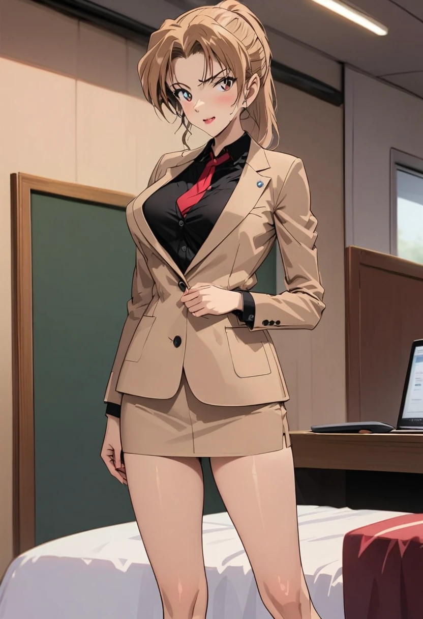 girl, alone, whole body, From head to toe, Are standing, (Huge_chest:1.3), (short_skirt:1.2), mini skirt, (very short_skirt:1.2)
Character design sheet, Character Reference Sheet, Character Turnaround,
Ebina Hina, short hair, Brown Hair, Black Hair, (Brown eyes:1.5), Glasses,
skirt, ribbon, , Jacket, black Jacket, Plaid, Plaid skirt, blazer, The room is expensive ,(lingerie:1.5),