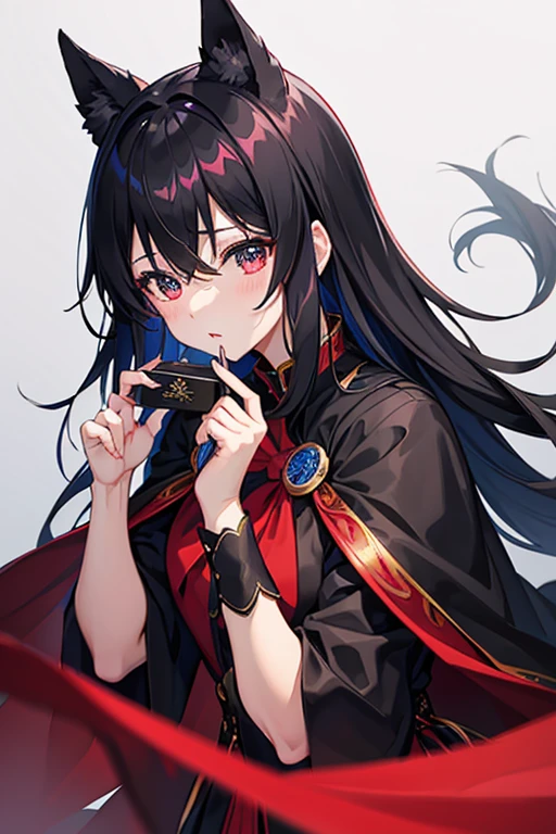 目からblackいオーラ, 繊密なblackい翼, girl, Aura from the eyes（black, Or blue）, Red Cape, Chuunibyou