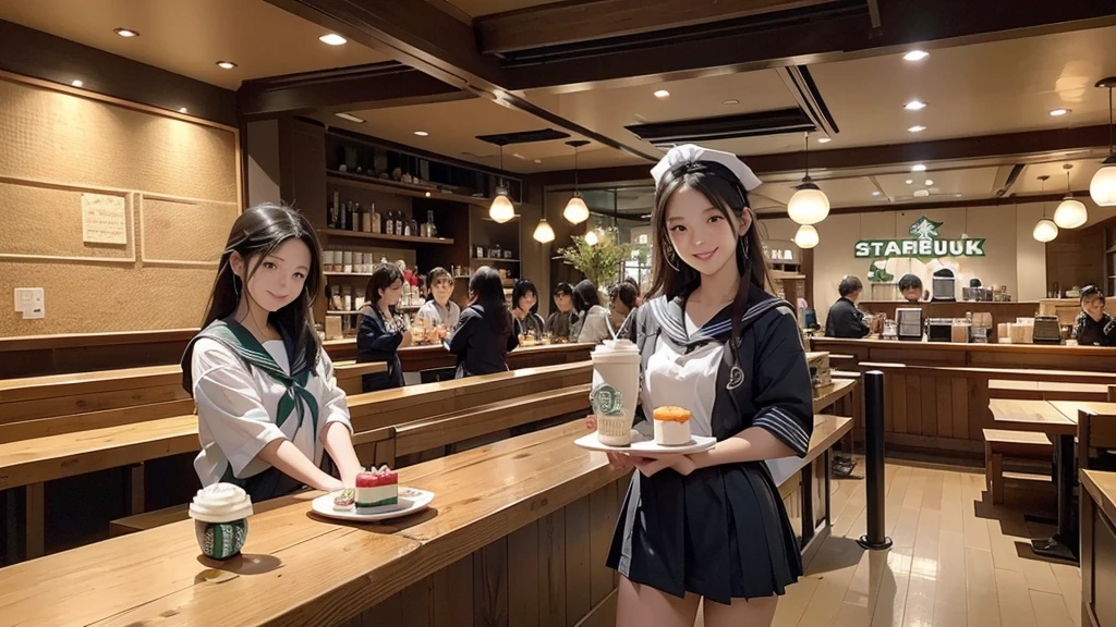 
8K、RAW Photos、Highest quality、Super detailed、Super Resolution、Ultra HD、8K壁紙、Amazing details
((((((Inside the Starbucks store、16 year old high school girl in sailor suit))))))、((((((Eat cake、Drink coffee、smile))))))、((Heart Necklace))
((Emphasize cleavage))



Modern and sleek design：Interior design using natural materials、Many of the designs are warm and made using wood and metal.。
Large windows：自然光をたっぷり取り入れるためのLarge windowsがあり、Providing a bright and open space。
Green Interior：Potted plants are effectively placed、It creates a relaxing atmosphere。
artwork：Works by local artists、Starbucks-related art on display。
Cozy seating：Cushioned chairs and sofas、Bar sheet etc.、A variety of seating options available。
Open kitchen area：Being able to see how drinks and food are made、We provide peace of mind and transparency。
Unique lighting：Antique lamps and chandeliers、Modern lighting fixtures are used。
Comfortable background music：Relaxing music is playing、A comfortable space is provided。
Free Wi-Fi and charging spots：Many tables are equipped with power outlets.、Convenient for work and study。
Customizable menus：Menus are provided that can be customized according to customer preferences。
Use of sustainable materials：Eco-friendly recycled materials and sustainable wood are used。
Wide々Table space：一人でもグループでも使いやすいWide々There is a table with。
Community Table：There is a large table where you can socialize with other customers.。
Seasonal decorations：The decorations are themed according to the season.。
Digital Order System：スマホやタブレットから注文できるDigital Order Systemが導入されています。
Design with a local feel：The design incorporates the local culture and characteristics.。
Fragrance production：コーヒーの香りが店内にWideがり、A space that satisfies the five senses has been created.。
Conversation with a barista：フレンドリーなConversation with a baristaが楽しめるカウンターエリアがあります。
