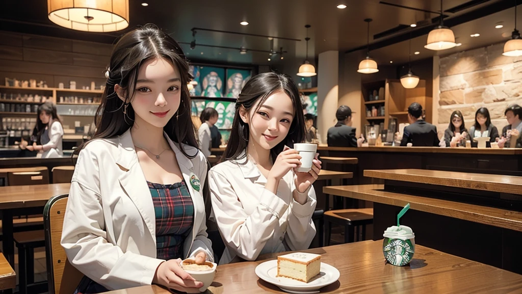 8K、RAW Photos、Highest quality、Super detailed、Super Resolution、Ultra HD、8K壁紙、Amazing details blazer uniform girl ((White blouse with formal collar, Blue Blazer,
Red Check Skirt, Red checkered ribbon on blouse)), Complete limbs, Full Finger,
((((((Inside the Starbucks store、16-year-old high school girl))))))、((((((Eat cake、Drink coffee、smile))))))、((Heart Necklace))
((Emphasize cleavage))
Modern and sleek design:Interior design using natural materials、Many of the designs are warm and e using wood and metal.。
Large windows:自然光をたっぷり取り入れるためのLarge windowsがあり、Providing a bright and open space。
Green Interior:Pot plants are effectively placed、It creates a relaxing atmosphere。
artwork:Works by local artists、Starbucks-related art on display。
Cozy seating:Cushioned chairs and sofas、Bar sheet etc.、A variety of seating options available。
Open kitchen area:Being able to see how drinks and food are made、Wrovide peace of mind and transparency。
Unique lighting:Antique lamps and chandeliers、Modern lighting fixtures are used。
Comfortable background music:Relaxing music is playing、A comfortable space is provided。
Free Wi-Fi and charging spots:Many tables are equipped with power outlets.、Convenient for work and study。
Customizable menus:Menus are provided that can be customized according to customer preferences。
Use of sustainable materials:Eco-friendly recycled materials and sustainable wood are used。
Wide々Table space:一人でもグループでも使いやすいWide々There is a table with。
Community Table:There is a large table where you can socialize with other customers.。
Seasonal decorations:The decorations are themed according to the season.。
Digital Order System:スマホやタブレットから注文できるDigital Order Systemが導入されています。
Design with a local feel:The design incorporates the local culture and characteristics.。
Fragrance production:コーヒーの香りが店内にWideがり、A space that satisfies the five senses has been created.。
Conversation with a barista:フレンドリーなConversation with a baristaが楽しめるカウンターエリアがあります。