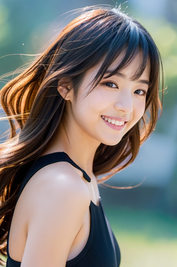 A very cute face like an idol、One 20-year-old woman with a youthful appearance、Smile a little、(Cleavage)、((Beautiful starry sky at night))、(((Textured skd, front lightindg, F/1.0mm, fujifilm G FUX50R, In Reg)))、((Very dark))、((Drawn angle of view))、RAW Photos、Genuine、live-action、(Artistic Expression)、High resolution、masterpiece