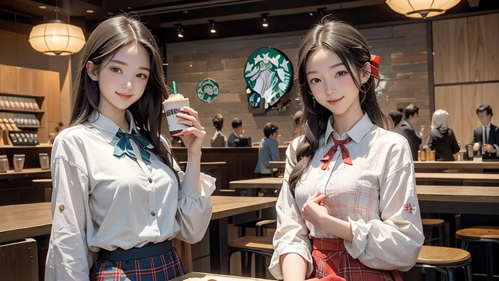 8K、RAW Photos、Highest quality、Super detailed、Super Resolution、Ultra HD、8K壁紙、Amazing details
((A girl in a blazer uniform ((White blouse with formal collar, Blue Blazer,
Red Check Skirt, Red checkered ribbon on blouse)), Complete limbs, Full Finger, ))
((((((Inside the Starbucks store、16-year-old high school girl))))))、((((((Eat cake、Drink coffee、smile))))))、((Heart Necklace))
((Emphasize cleavage))
Modern and sleek design:Interior design using natural materials、Many of the designs are warm and made using wood and metal.。
Large windows:自然光をたっぷり取り入れるためのLarge windowsがあり、Providing a bright and open space。
Green Interior:Potted plants are effectively placed、It creates a relaxing atmosphere。
artwork:Works by local artists、Starbucks-related art on display。
Cozy seating:Cushioned chairs and sofas、Bar sheet etc.、A variety of seating options available。
Open kitchen area:Being able to see how drinks and food are made、We provide peace of mind and transparency。
Unique lighting:Antique lamps and chandeliers、Modern lighting fixtures are used。
Comfortable background music:Relaxing music is playing、A comfortable space is provided。
Free Wi-Fi and charging spots:Many tables are equipped with power outlets.、Convenient for work and study。
Customizable menus:Menus are provided that can be customized according to customer preferences。
Use of sustainable materials:Eco-friendly recycled materials and sustainable wood are used。
Wide々Table space:一人でもグループでも使いやすいWide々There is a table with。
Community Table:There is a large table where you can socialize with other customers.。
Seasonal decorations:The decorations are themed according to the season.。
Digital Order System:スマホやタブレットから注文できるDigital Order Systemが導入されています。
Design with a local feel:The design incorporates the local culture and characteristics.。
Fragrance production:コーヒーの香りが店内にWideがり、A space that satisfies the five senses has been created.。
Conversation with a barista:フレンドリーなConversation with a baristaが楽しめるカウンターエリアがあります。