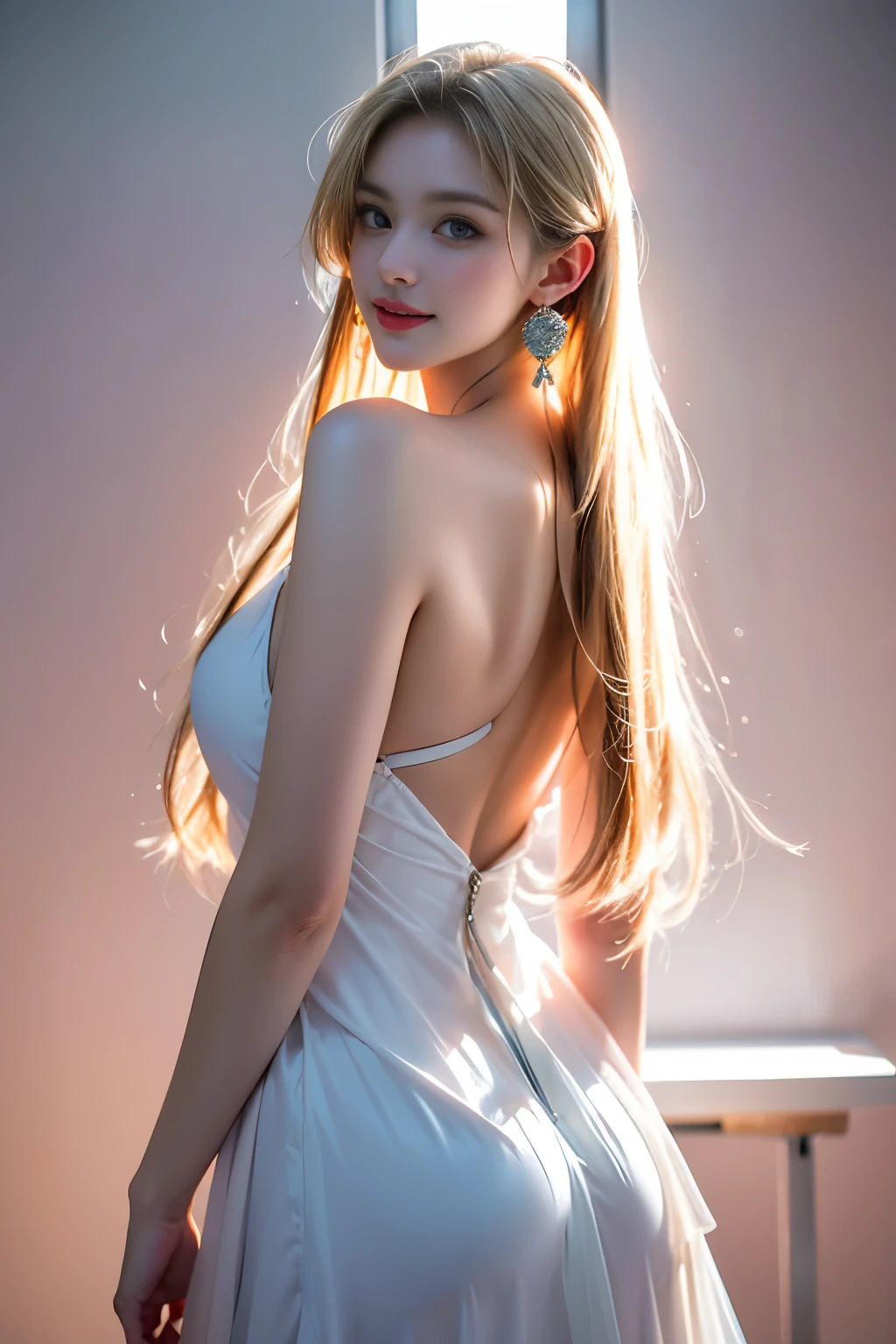 tmasterpiece,Highest image quality,super detailing,Best quality ,Extremely Delicately Beautiful, Very meticulous,Best quality, offcial art, extremely detaild的 CG unified 32k wallpapers, portrait photo of an, The most beautiful look,blond hair blue eyes,Radiant skin and radiant eyes, pretty skin,(Detailed lighting:1.2), (Beautiful and detailed light:1.3), deep understanding, beautiful nude color, iintricate, digitial painting, smooth private parts, Focus sharp, The end of the world, Epic reality, (HighDynamicRange:1.4),(pastel colour:1.4), Beautiful big breasts,The end of the world的, giving up, com cores neutras, natta, Screen space refraction, (Complicated details, ultra - detailed:1.3), art stations, Cinema lenses, vignet, the complex background, buliding,Enchanted smile,face flushed,the shy,detailed back ground,(Dream catcher earrings in various colorlack in color,white colors,in pink,purpleish color,red colour,blue colors,orange colors,green color,cyan colors,),sexy and sultry,(The kinky is exposed,Camel toes,Combed through the dark and thick hair,),The sexiest look,Peach Milk Tea Smooth Velvet Versailles Dress,semi transparent,Ultrathin,Correct bodies,