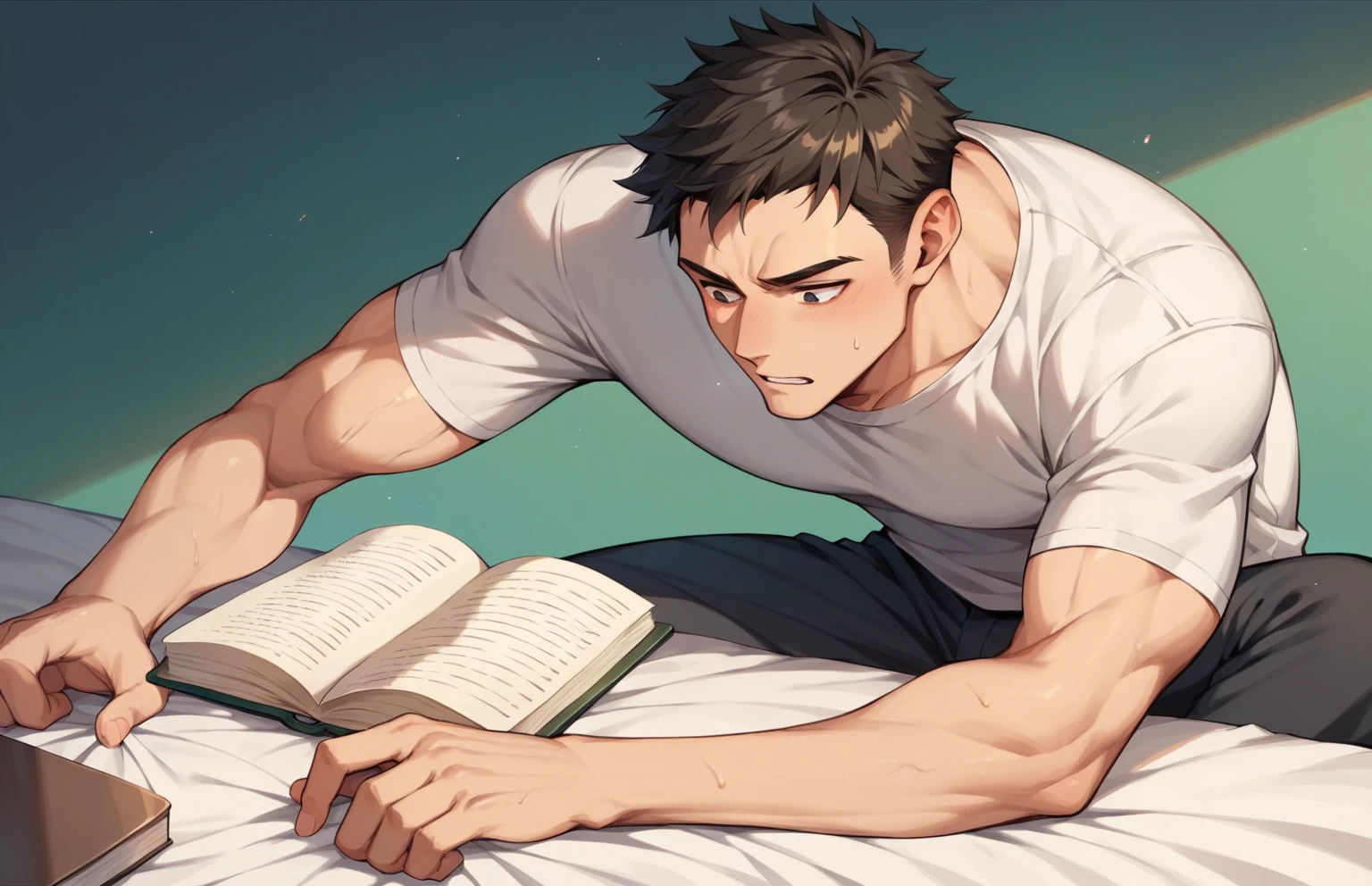 Darck image of a boy studying 