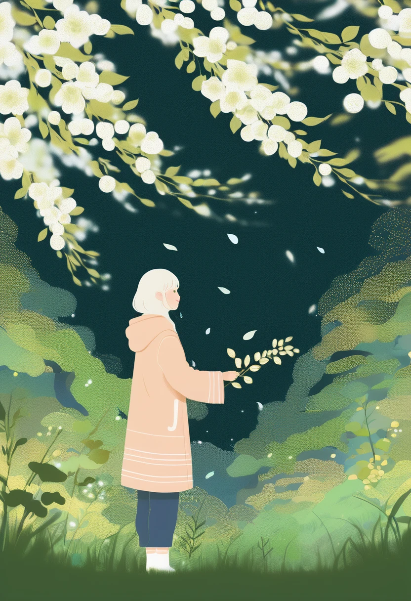 (mist:1.5),Soft space,Soft tones,dream,Hazy and mysterious,大量mist和白色小花覆盖,Soft tones,Light style,Comfortable and calm,nature,Warm and cosy,Modern illustration elements。Tranquility、Pure atmosphere,blond woman with white flowers covering her face and eyes, inspired by Hsiao-Ron Cheng, inspired by Yanjun Cheng, by Ayami Kojima, by Hsiao-Ron Cheng, by Yanjun Cheng, Guweiz, artwork in the style of Guweiz, by Eizan It's a gift, cake, james jean and wlop