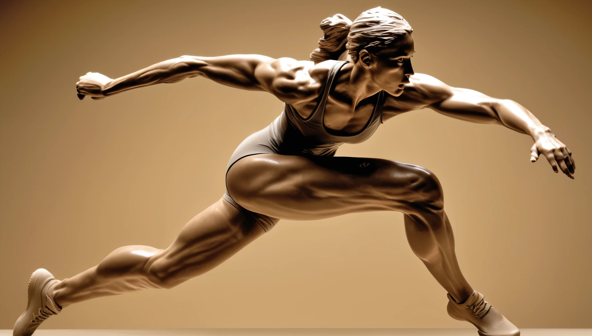 Sculpted figure of an athlete in motion, capturing the dynamism of women's sports.