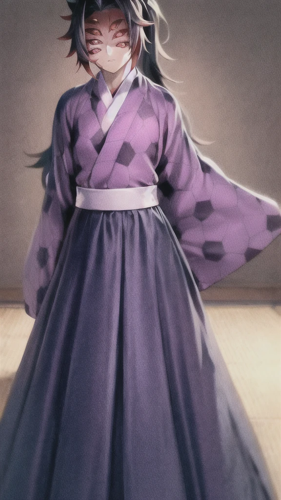 Kokushibo clothes, purple yukata , black hakama ,master piece , rim light , best quality, extremely detailed