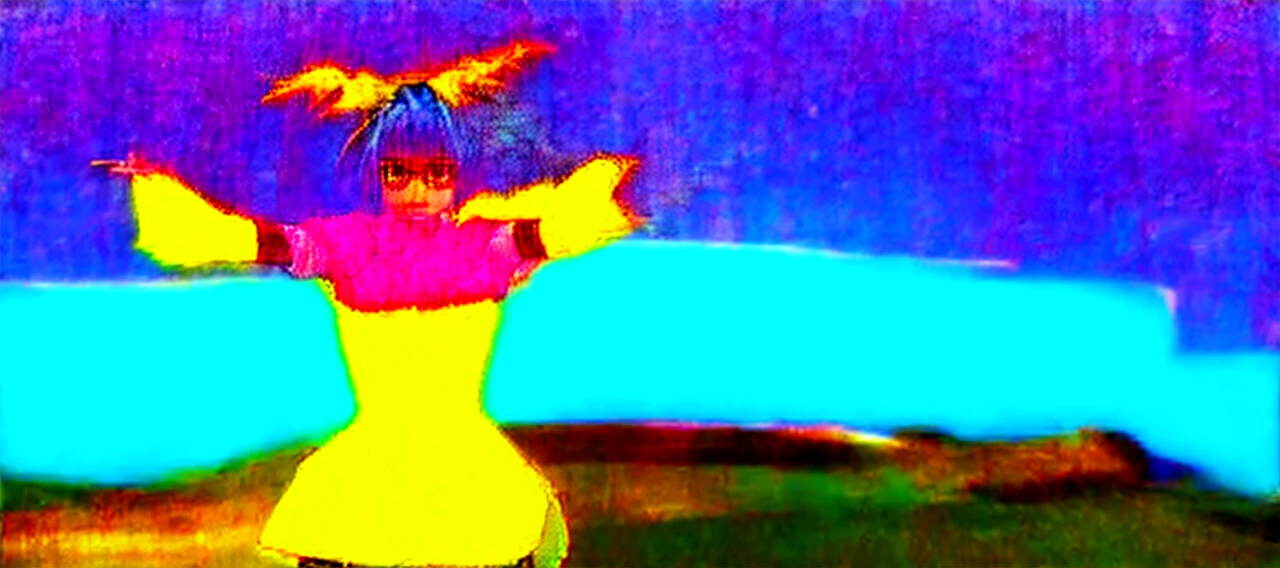 (ultra realistic,32k, masterpiece:1.2),(high detailed skin:1.1),( high quality:1.1),
(serious:1.1),(eyeliner,long lashes, mascara:1.1),long hair, blue hair, green eyes, pink shirt, red vest, long sleeves, striped sleeves, long skirt, white skirt, yellow hair ribbon, whisperwind isle, gentle breezes, hidden treasures, mysterious island (blurry background:1.1),,(looking at viewer, standing:1.1),, (huge breast,large breast:1.1),full body,
(volumetric lighting:1.1),