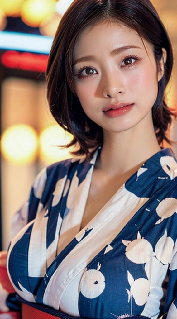 (((uetoaya))), Highest quality, realism, Fine details, High resolution, 8k wallpaper, Perfect dynamic composition, Beautiful and delicate eyes, Long Hair, full, Large Breasts, Casual and sexy pose,Chest to chest、(kimono)、(Breast swelling 1.4)、(((thin))),Adult Beauty、Japanese、Look at the person taking the photo,Oiran,Red light district