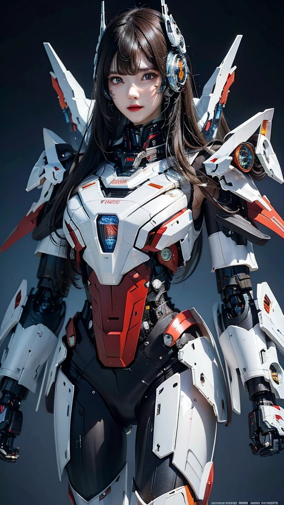 rough skin, Super detailed, advanced details, high quality, better quality, High resolution, 1080P, Hard disk, beautiful,(Iron Patriot),Beautiful cyborg woman,Mecha cyborg ,battle mode, With mechanical body,She wears a futuristic Iron Patriot mech,full body shot