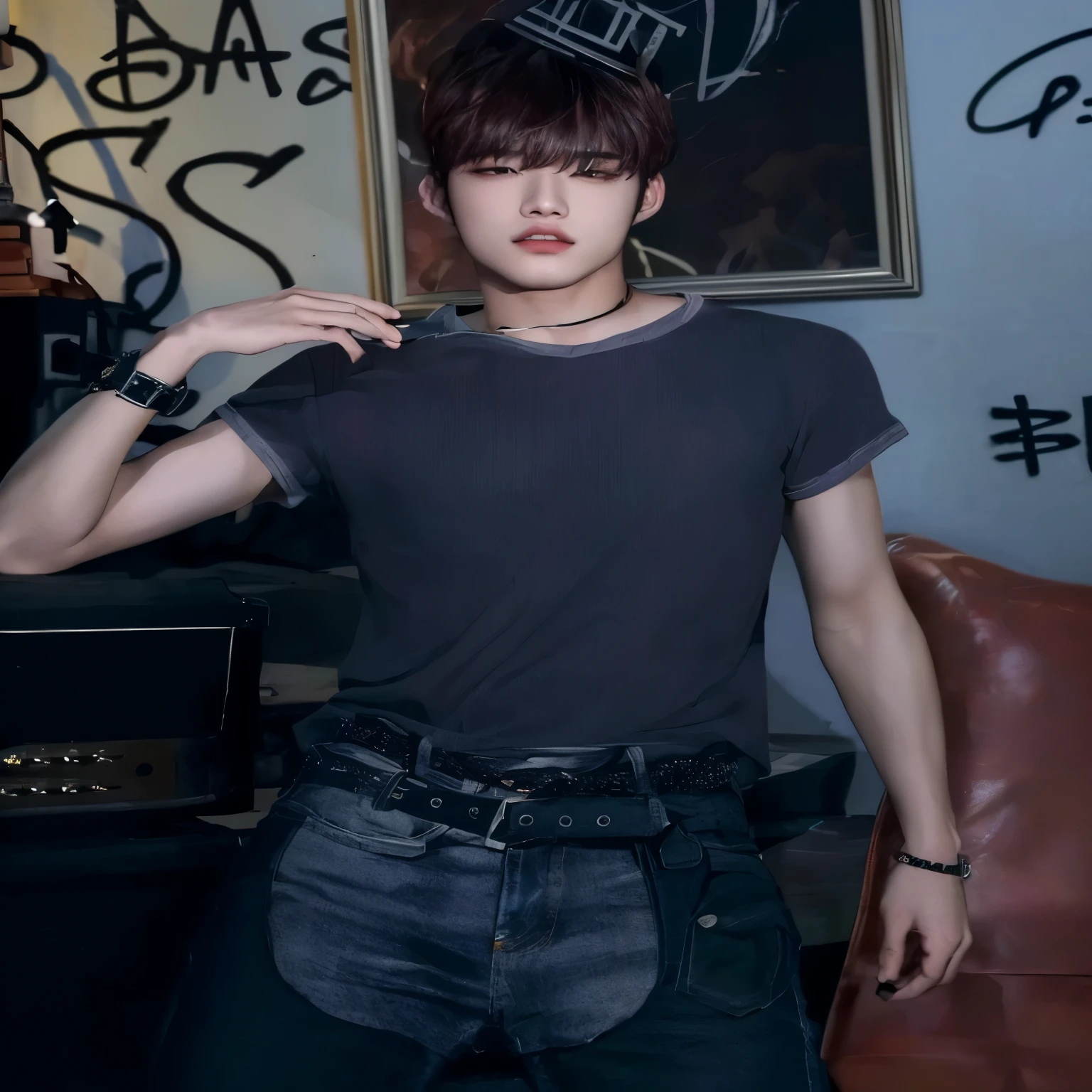 Arafed man in black shirt and jeans posing for a photo., cai xukun, inspired by Zhang Han, lee wonbin, Jung Jaehyun, Yanjun Chengt, jinyoung shin, hong june hyung, who is siwoo, kim doyoung, hyung tae, inspired by Bian Shoumin, kim taejin, jia, slim young man, mark lee