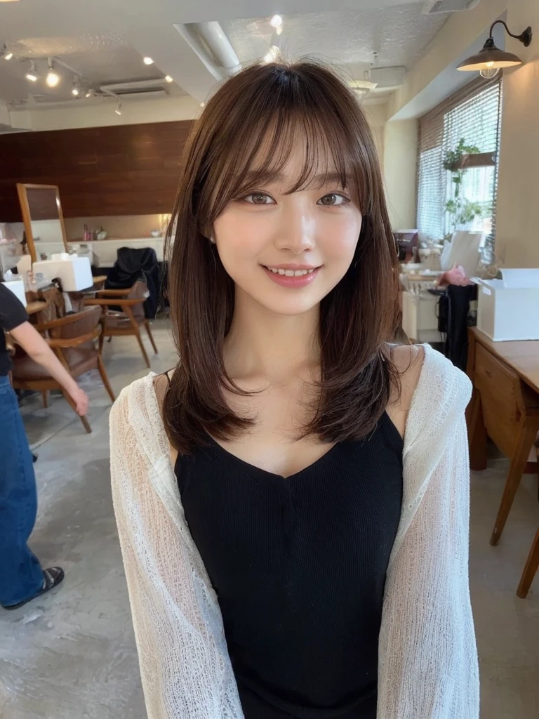 ((top quality, 8k, masterpiece: 1.3)), Sharp Focus: 1.2, Beautiful woman with perfect body: 1.4, Slim abdomen: 1.2, ((Layered haircut, big: 1.2)), (No bra) (Small and beautiful hard (Thin moist buttons up to shirt length: 1.1), (White shirt wet from rain), (Rain, street: 1.2), Wet body: 1.1, Highly detailed face and skin texture, detailed eyes, double eyelids, white skin, sexy, no panties