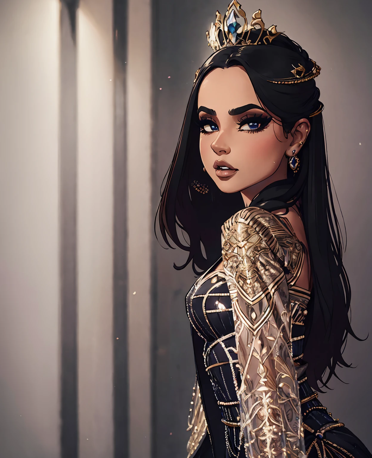 Becky g, sexy, princess, dark, beautiful detailed eyes, beautiful detailed lips, extremely detailed eyes and face, long eyelashes, elegant dress, cinematic lighting, chiaroscuro, dramatic, fantasy, digital art, artstation, highly detailed, intricate, exquisite