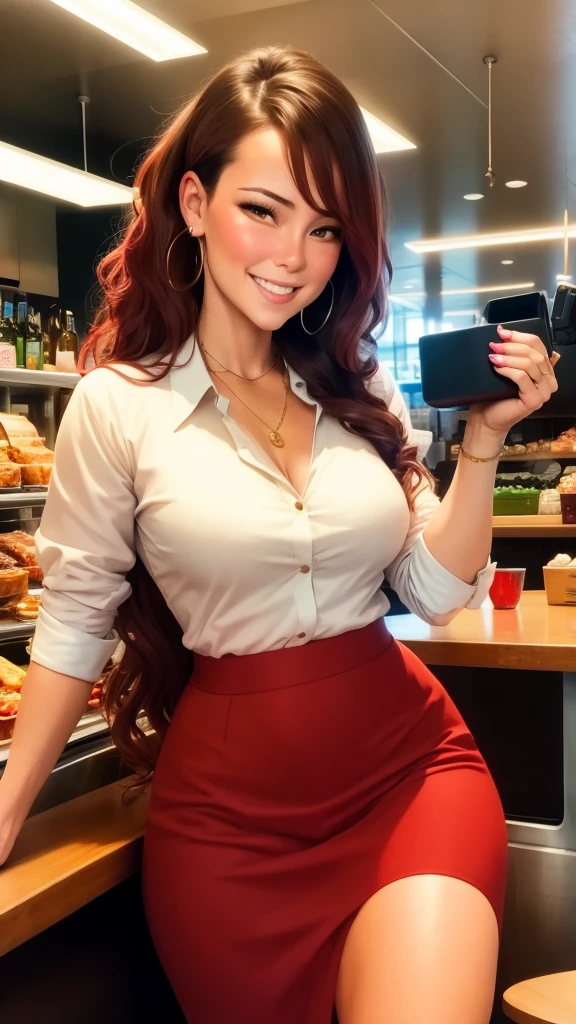 A busy restaurant in the USA, focus on the main character, Maria, a hardworking waitress.
Voiceover: "Maria worked tirelessly at a bustling restaurant in the USA, always with a smile on her face."