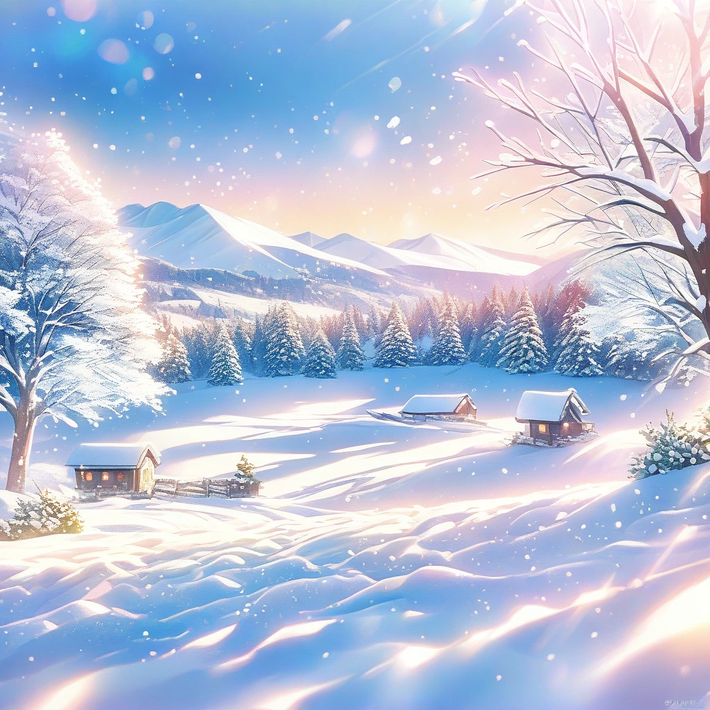 Snow Scene,snow,plant(((Romantic atmosphere)))(((fairy tale elements)))(((masterpiece))), ((best quality))