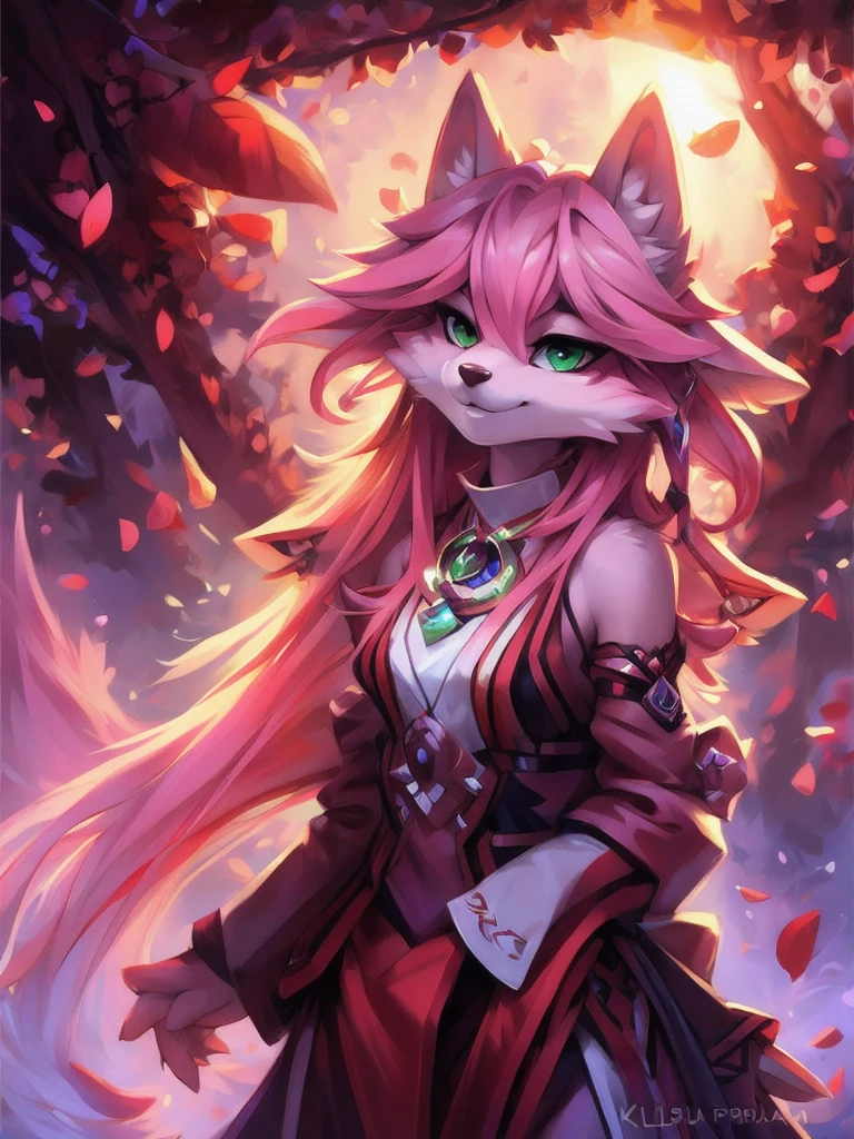 A beautiful and detailed (sweet portrait) wa, Star Fox, sslim, lovable, green eyes, medium breasts, (((Long hair 1.3))), Decollete, anthro, furry, Uploaded E621, detailed fluffy fur, (wa Fluff-Kevlar, Bayard Wu, personalize me, Pino Daeni), detailed face, (fluffy), 1 girl, alone,