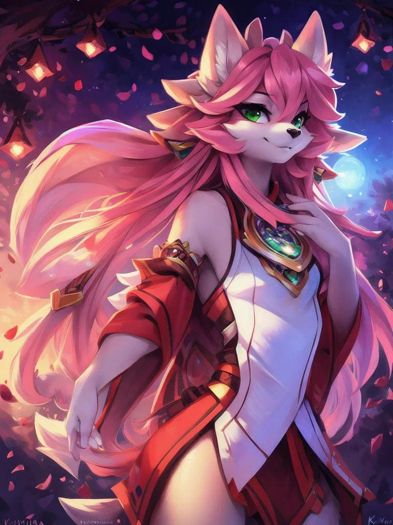 A beautiful and detailed (sweet portrait) wa, Star Fox, sslim, lovable, green eyes, medium breasts, (((Long hair 1.3))), Decollete, anthro, furry, Uploaded E621, detailed fluffy fur, (wa Fluff-Kevlar, Bayard Wu, personalize me, Pino Daeni), detailed face, (fluffy), 1 girl,  alone, 