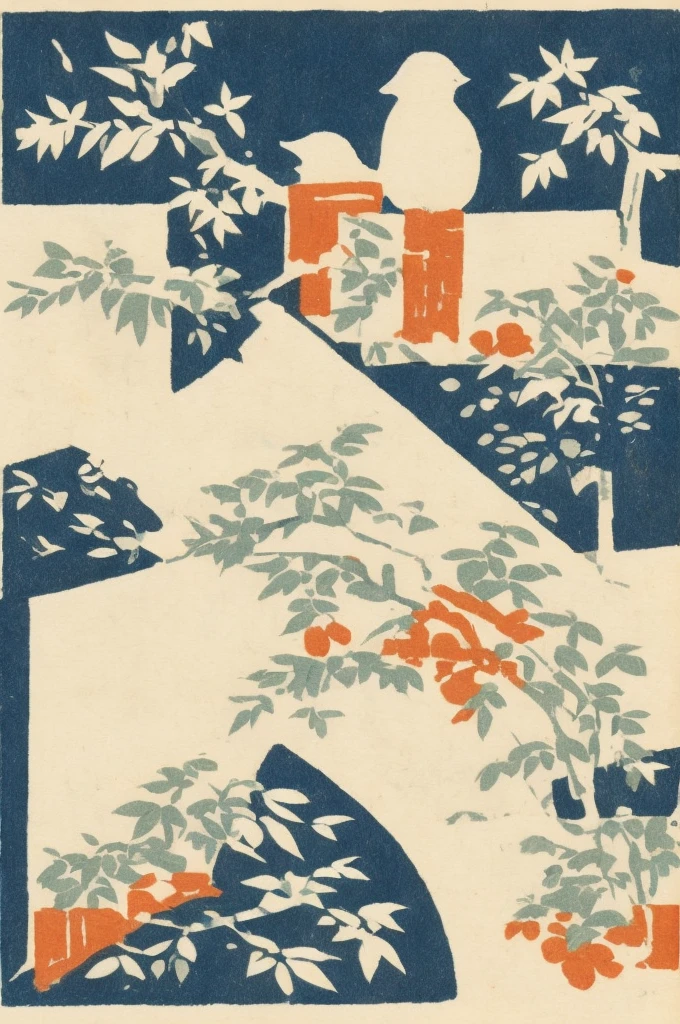 Illustration: simple woodblock printing style , ชา