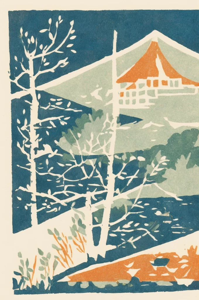 Illustration: simple woodblock printing style , น้ำชา