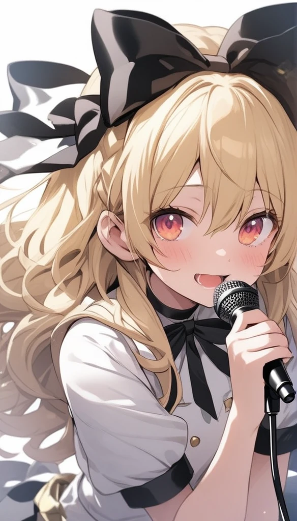 Little、、、blonde、Brat、Sing with a microphone、white idol costume