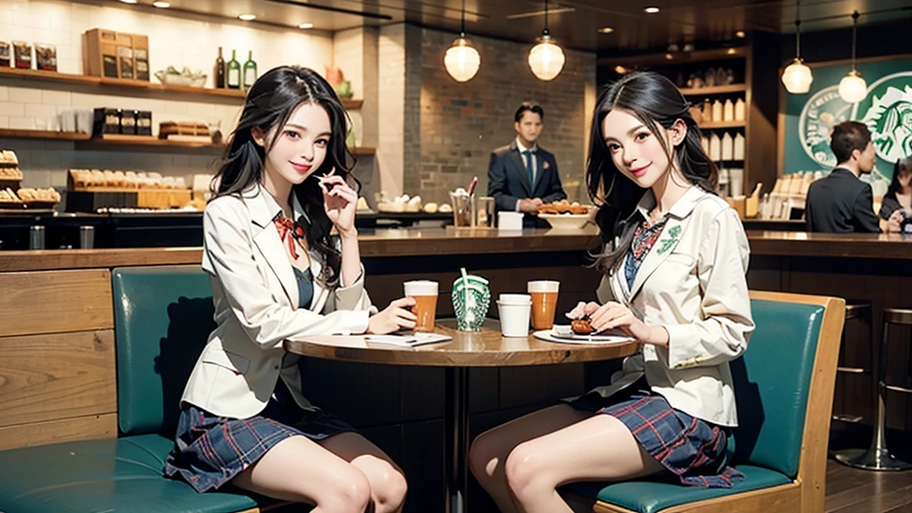 
8K、RAW Photos、Highest quality、Super detailed、Super Resolution、Ultra HD、8K壁紙、Amazing details
((A girl in a blazer uniform ((White blouse with formal collar, Blue Blazer, 
Red Check Skirt, Red checkered ribbon on blouse)), Complete limbs, Full Finger, ))

((((((Inside the Starbucks store、16-year-old high school girl))))))、((((((Sit down and eat cake、Drink coffee、smile))))))、((Heart Necklace))
((Emphasize cleavage))



Modern and sleek design：Interior design using natural materials、Many of the designs are warm and made using wood and metal.。
Large windows：自然光をたっぷり取り入れるためのLarge windowsがあり、Providing a bright and open space。
Green Interior：Potted plants are effectively placed、It creates a relaxing atmosphere。
artwork：Works by local artists、Starbucks-related art on display。
Cozy seating：Cushioned chairs and sofas、Bar sheet etc.、A variety of seating options available。
Open kitchen area：Being able to see how drinks and food are made、We provide peace of mind and transparency。
Unique lighting：Antique lamps and chandeliers、Modern lighting fixtures are used。
Comfortable background music：Relaxing music is playing、A comfortable space is provided。
Free Wi-Fi and charging spots：Many tables are equipped with power outlets.、Convenient for work and study。
Customizable menus：Menus are provided that can be customized according to customer preferences。
Use of sustainable materials：Eco-friendly recycled materials and sustainable wood are used。
Wide々Table space：一人でもグループでも使いやすいWide々There is a table with。
Community Table：There is a large table where you can socialize with other customers.。
Seasonal decorations：The decorations are themed according to the season.。
Digital Order System：スマホやタブレットから注文できるDigital Order Systemが導入されています。
Design with a local feel：The design incorporates the local culture and characteristics.。
Fragrance production：コーヒーの香りが店内にWideがり、A space that satisfies the five senses has been created.。
Conversation with a barista：フレンドリーなConversation with a baristaが楽しめるカウンターエリアがあります。