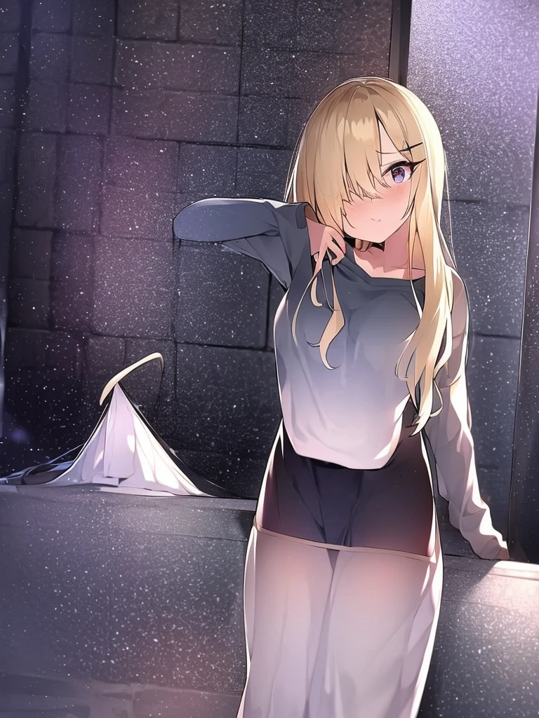 Blonde girl showing and sticking out pussy
