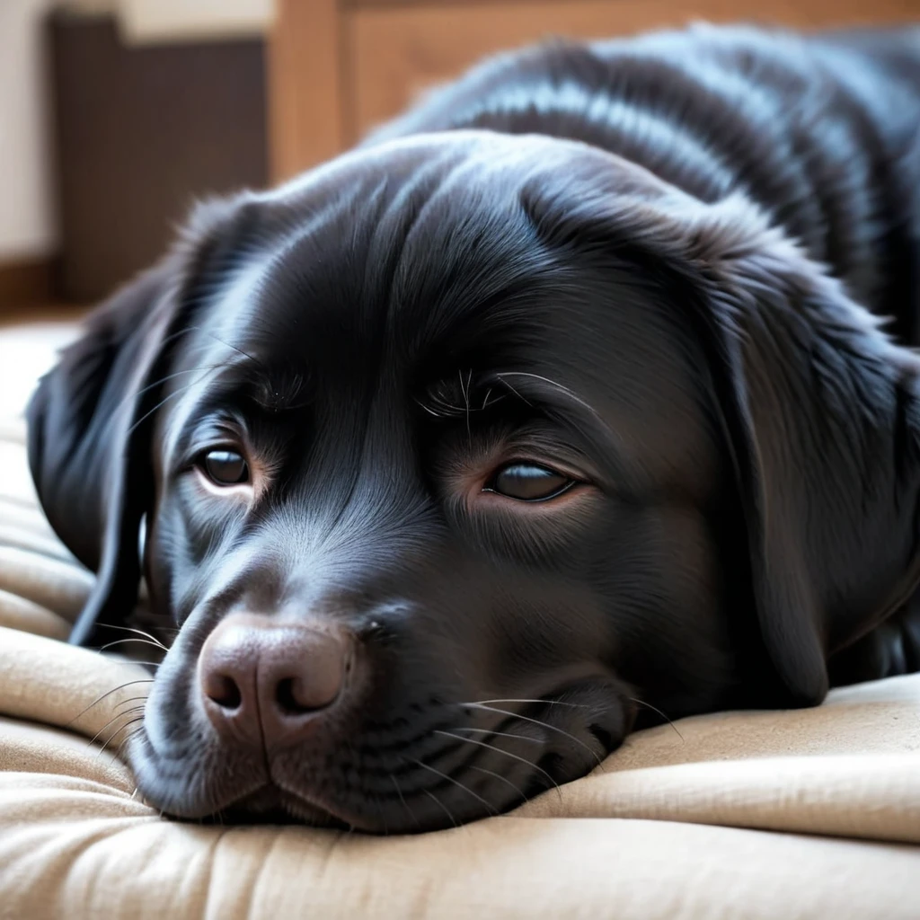 high resolution high quality wonderful Uplifting reality cute fat round Black Labrador Brown Labrador Two horses Snuggling Adorable sleeping face smile Round eyes