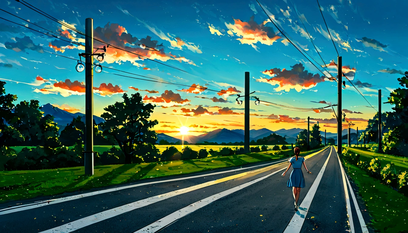 score 9, source anime, wide shot, multiple girls, Women marathoners running on the road while the roadside is packed with spectators, dynamic angle, perfect face, playful expression, low ponytail, sweat, outdoor, blue sky, shiny day, dramatic lighting, cinematic, best quality, 8k, masterpiece, ultra-detailed,