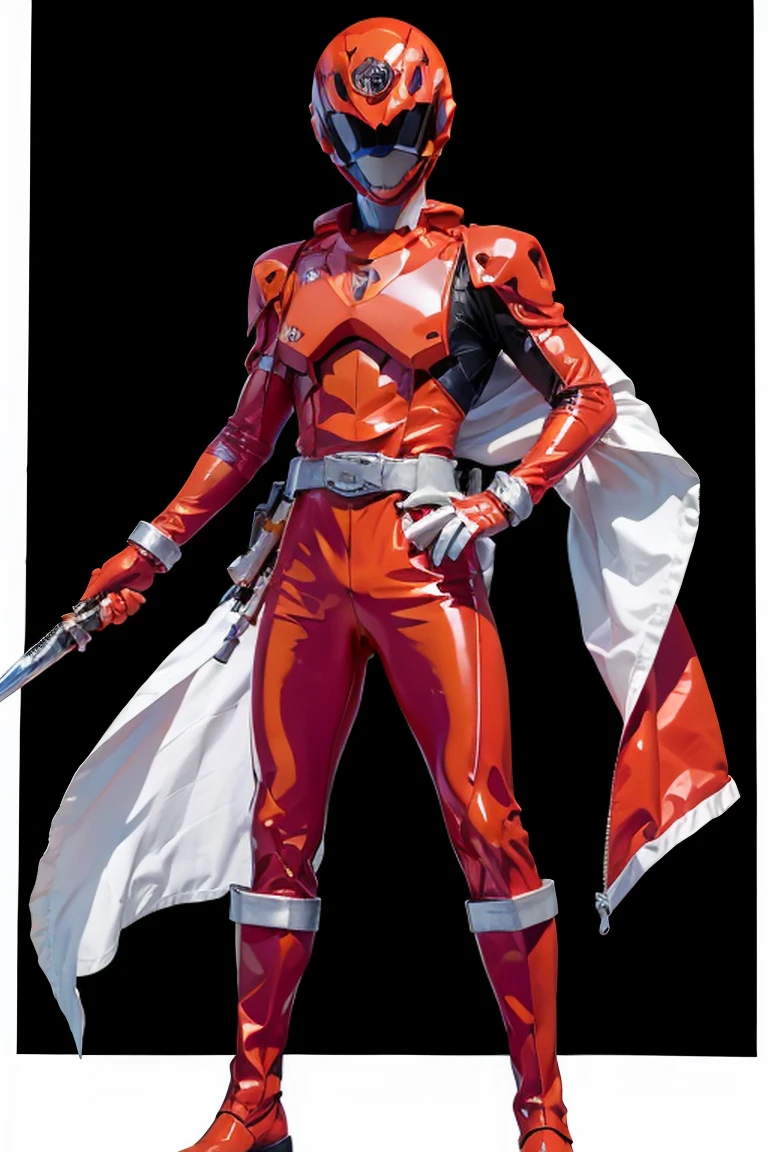 1boy, white costume, full body, Illustration, cinematic light, high resolution, best quality, ultra detailed, masterpiece, power suit, powerranger, suit, spd, (silver royal guard ranger suit), gold detail