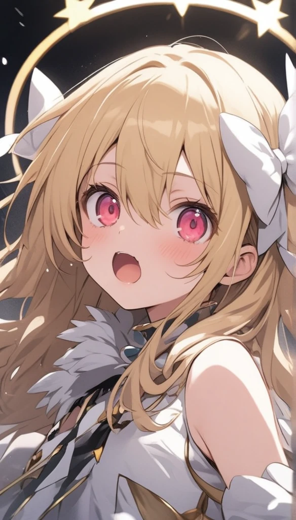 Little、、、blonde、Brat、Sing with a microphone、white idol costume